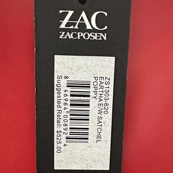 ZAC Zac Posen Vibrant Red Leather Satchel NWT - Picture 4 of 16